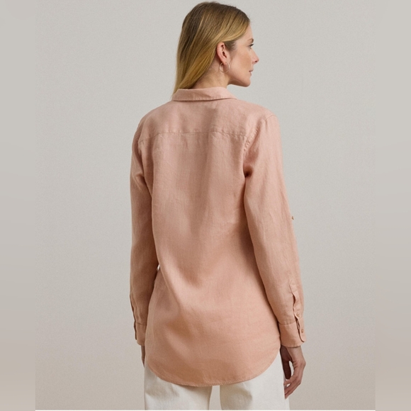 RALPH LAUREN WOMENS 100% LINEN TOP IN BLUSH SIZE XL NWT - Picture 2 of 5